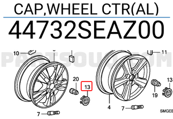 Honda 44732SEAZ00 CAP,WHEEL CTR(AL)
