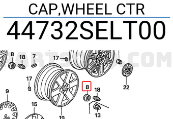 Honda 44732SELT00 CAP,WHEEL CTR