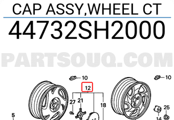 Honda 44732SH2000 CAP ASSY,WHEEL CT
