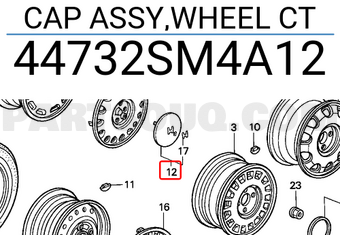 Honda 44732SM4A12 CAP ASSY,WHEEL CT