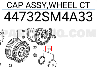 Honda 44732SM4A33 CAP ASSY,WHEEL CT
