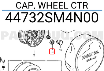 Honda 44732SM4N00 CAP, WHEEL CTR