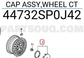 Honda 44732SP0J42 CAP ASSY,WHEEL CT