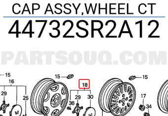 Honda 44732SR2A12 CAP ASSY,WHEEL CT