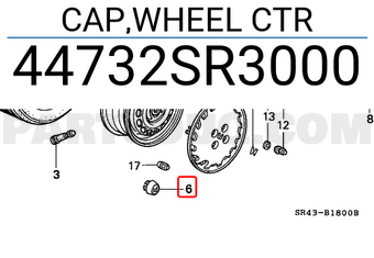 Honda 44732SR3000 CAP,WHEEL CTR
