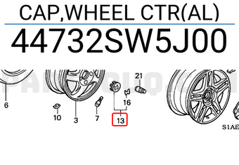 Honda 44732SW5J00 CAP,WHEEL CTR(AL)