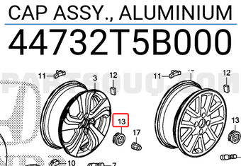 Honda 44732T5B000 CAP ASSY., ALUMINIUM