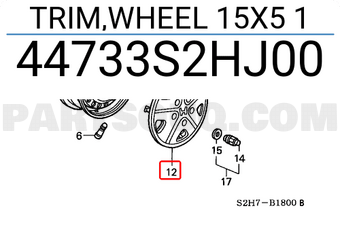 Honda 44733S2HJ00 TRIM,WHEEL 15X5 1
