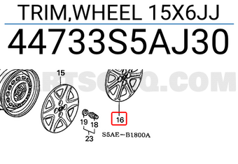 Honda 44733S5AJ30 TRIM,WHEEL 15X6JJ