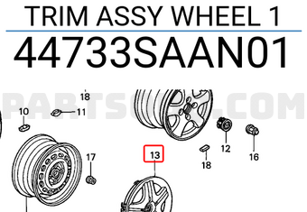 Honda 44733SAAN01 TRIM ASSY WHEEL 1