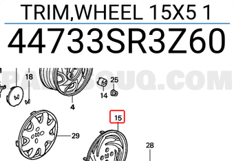 Honda 44733SR3Z60 TRIM,WHEEL 15X5 1