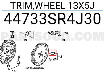 Honda 44733SR4J30 TRIM,WHEEL 13X5J