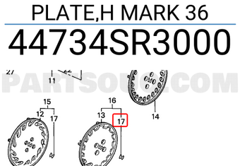 Honda 44734SR3000 PLATE,H MARK 36