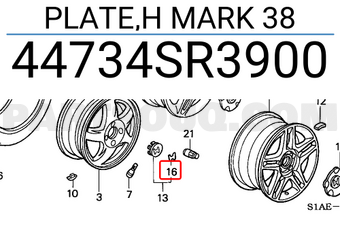Honda 44734SR3900 PLATE,H MARK 38