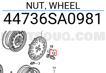 Honda 44736SA0981 NUT, WHEEL