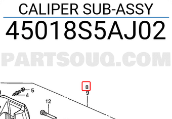 Honda 45018S5AJ02 CALIPER SUB-ASSY
