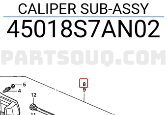 Honda 45018S7AN02 CALIPER SUB-ASSY