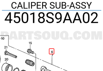 Honda 45018S9AA02 CALIPER SUB-ASSY