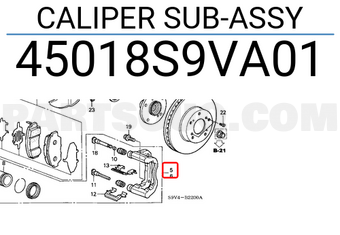 Honda 45018S9VA01 CALIPER SUB-ASSY