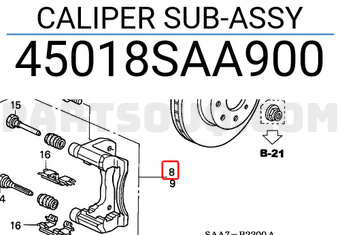 Honda 45018SAA900 CALIPER SUB-ASSY