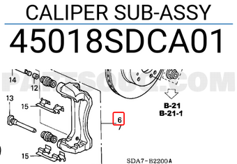 Honda 45018SDCA01 CALIPER SUB-ASSY