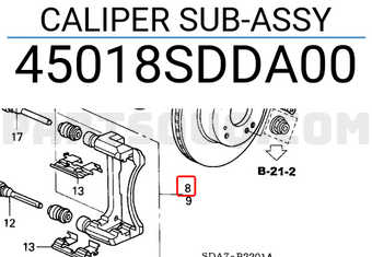 Honda 45018SDDA00 CALIPER SUB-ASSY