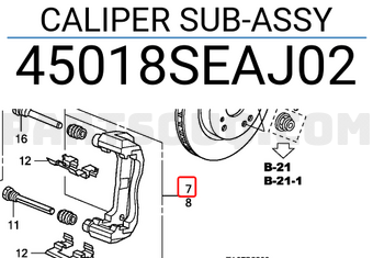Honda 45018SEAJ02 CALIPER SUB-ASSY