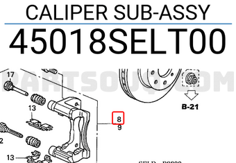 Honda 45018SELT00 CALIPER SUB-ASSY
