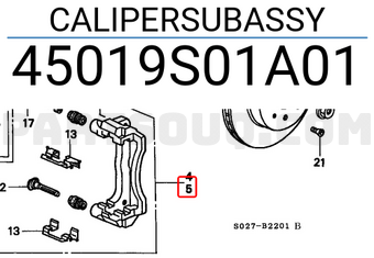 Honda 45019S01A01 CALIPERSUBASSY