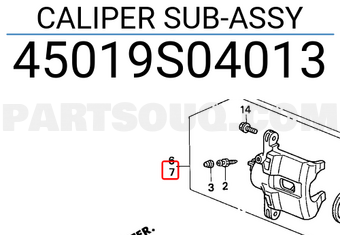 Honda 45019S04013 CALIPER SUB-ASSY
