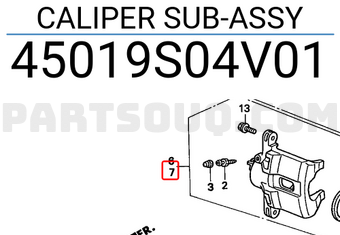 Honda 45019S04V01 CALIPER SUB-ASSY