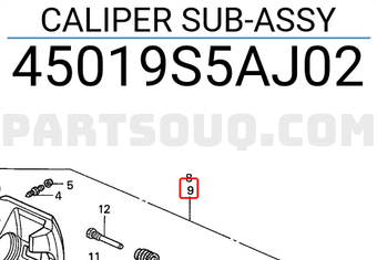 Honda 45019S5AJ02 CALIPER SUB-ASSY