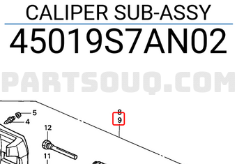 Honda 45019S7AN02 CALIPER SUB-ASSY