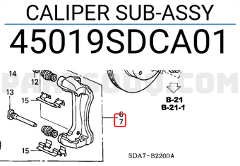 Honda 45019SDCA01 CALIPER SUB-ASSY