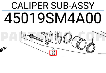 Honda 45019SM4A00 CALIPER SUB-ASSY