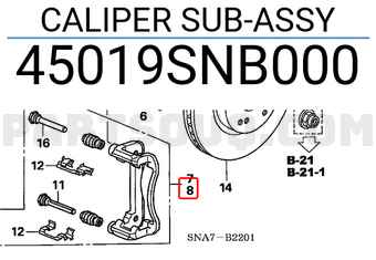 Honda 45019SNB000 CALIPER SUB-ASSY