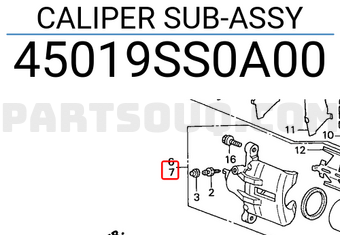 Honda 45019SS0A00 CALIPER SUB-ASSY
