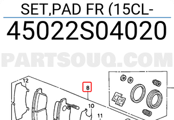 Honda 45022S04020 SET,PAD FR (15CL