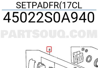 Honda 45022S0A940 SETPADFR(17CL