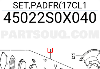 Honda 45022S0X040 SET,PADFR(17CL1