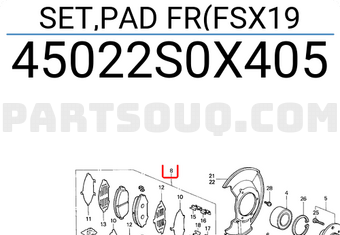 Honda 45022S0X405 SET,PAD FR(FSX19
