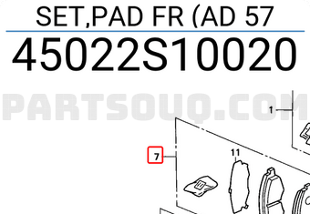 Honda 45022S10020 SET,PAD FR (AD 57
