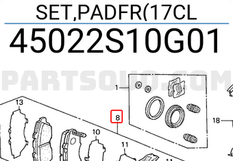 Honda 45022S10G01 SET,PADFR(17CL