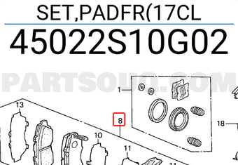Honda 45022S10G02 SET,PADFR(17CL