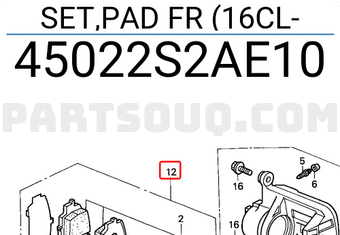 Honda 45022S2AE10 SET,PAD FR (16CL