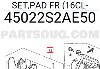 Honda 45022S2AE50 SET,PAD FR (16CL