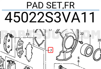 Honda 45022S3VA11 PAD SET,FR