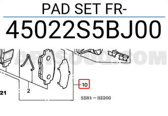 Honda 45022S5BJ00 PAD SET FR
