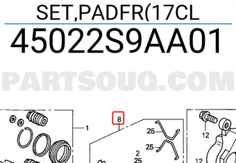 Honda 45022S9AA01 SET,PADFR(17CL