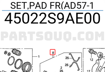 Honda 45022S9AE00 SET,PAD FR(AD57-1